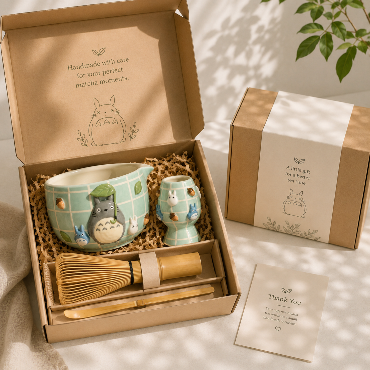 Mint Green My Neighbor Totoro Matcha Bowl | Handmade Ceramic Chawan | LA010