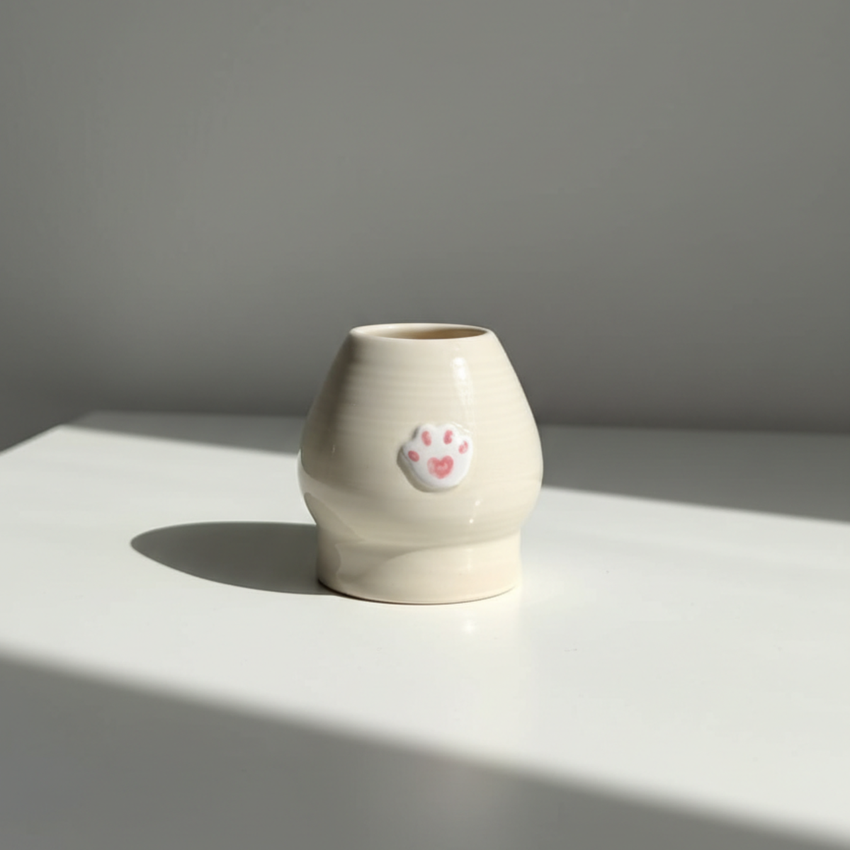 Handcrafted Sporty Cat Ceramic Matcha Bowl and Whisk Holder Set • HX29