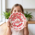 Personalized Birthday Plate – Pink Checkered Strawberry Cake & Bow Design | B071