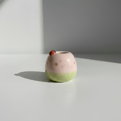 Handmade Ladybug Matcha Bowl Set, Cherry Blossom Ceramic Matcha Tea Set, LA05