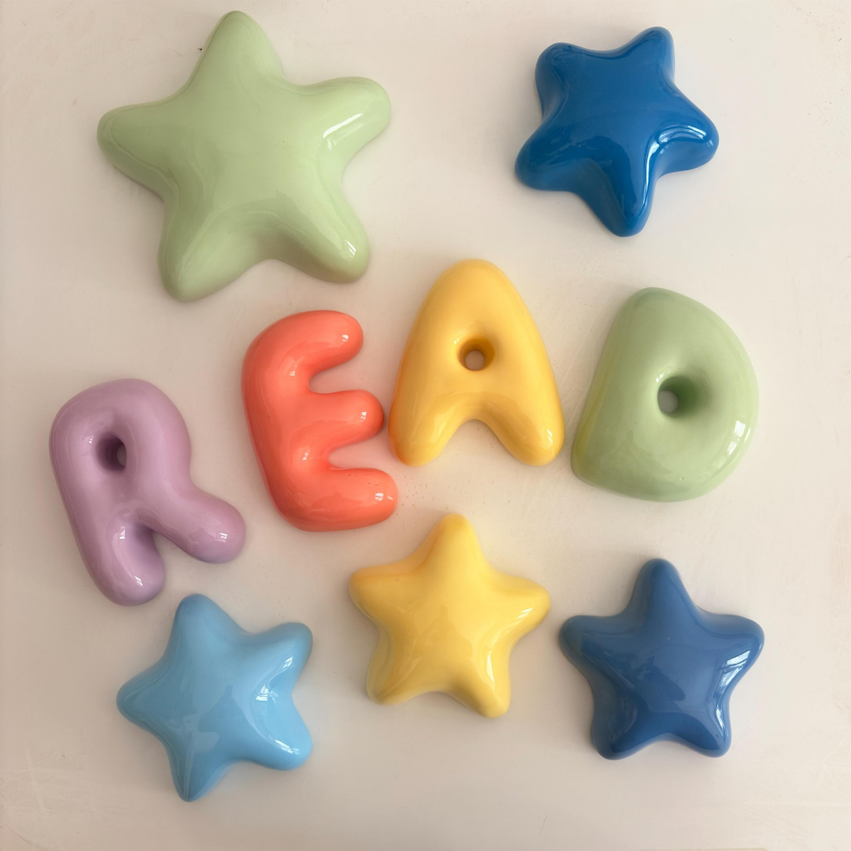 Handmade Ceramic Bubble Stars – Glossy Pastel Nursery Wall Art | LA001