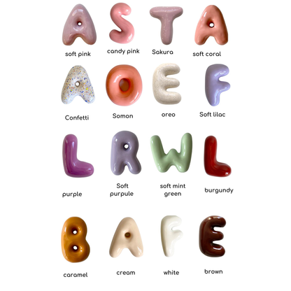 Personalized Baby Gift , Ceramic Bubble Letters-Personalized Ceramic Letter- Handmade Wall Decor | LA011