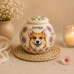 Hand-Painted Pet Portraint Urn | Personalized Ceramic Keepsake | LA200