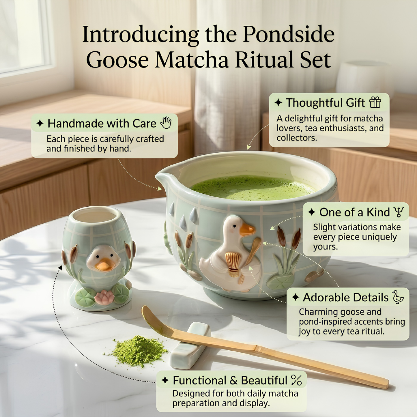 Green Frog Matcha Bowl | Handmade Ceramic Chawan | LA012