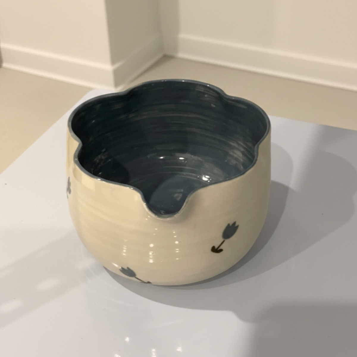 Handcrafted Blue Tulip Ceramic Matcha Set with Cup • HX49
