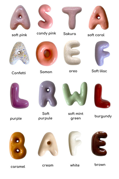 Personalized Baby Gift , Ceramic Bubble Letters-Personalized Ceramic Letter- Handmade Wall Decor