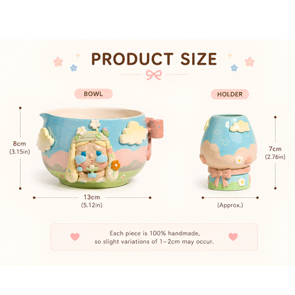 Limited Cry Baby 3D Handcrafted Ceramic Matcha Bowl and Whisk Holder Set – Whimsical Matchawan • HX03