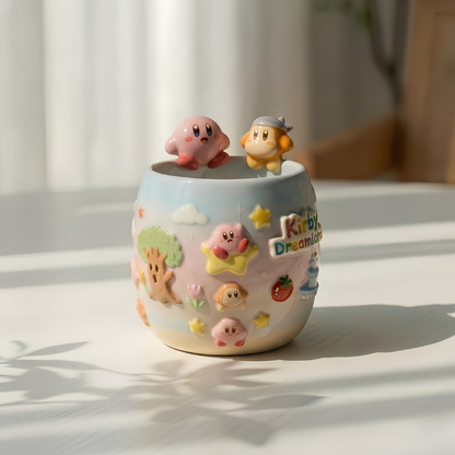 Ombre Kirby and Waddle Dee Matcha Bowl | Handmade Ceramic Chawan | LA018