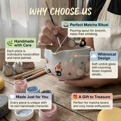 Ombré My Neighbor Totoro Matcha Bowl | Handmade Ceramic Chawan | LA022