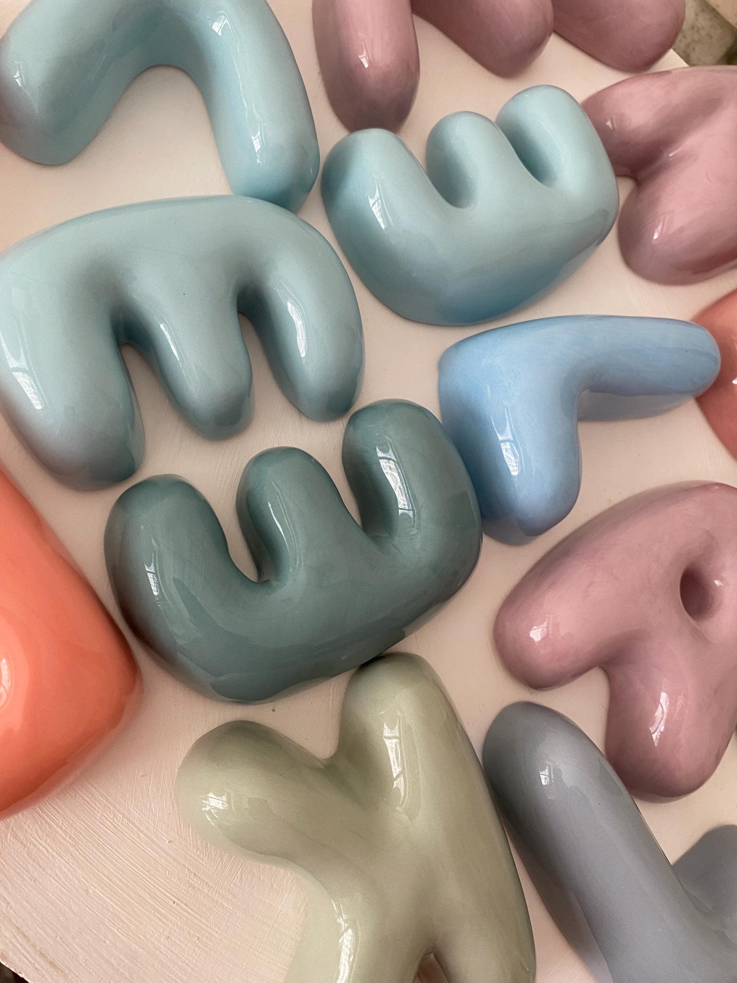 Ceramic Bubble Letters-Personalized Ceramic Letter- Handmade Wall Decor