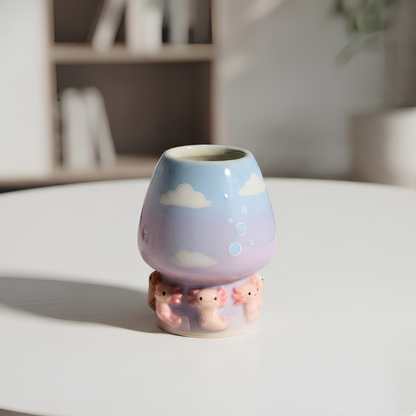 Ombre Axolotl Matcha Bowl | Handmade Ceramic Matcha Set | LA042
