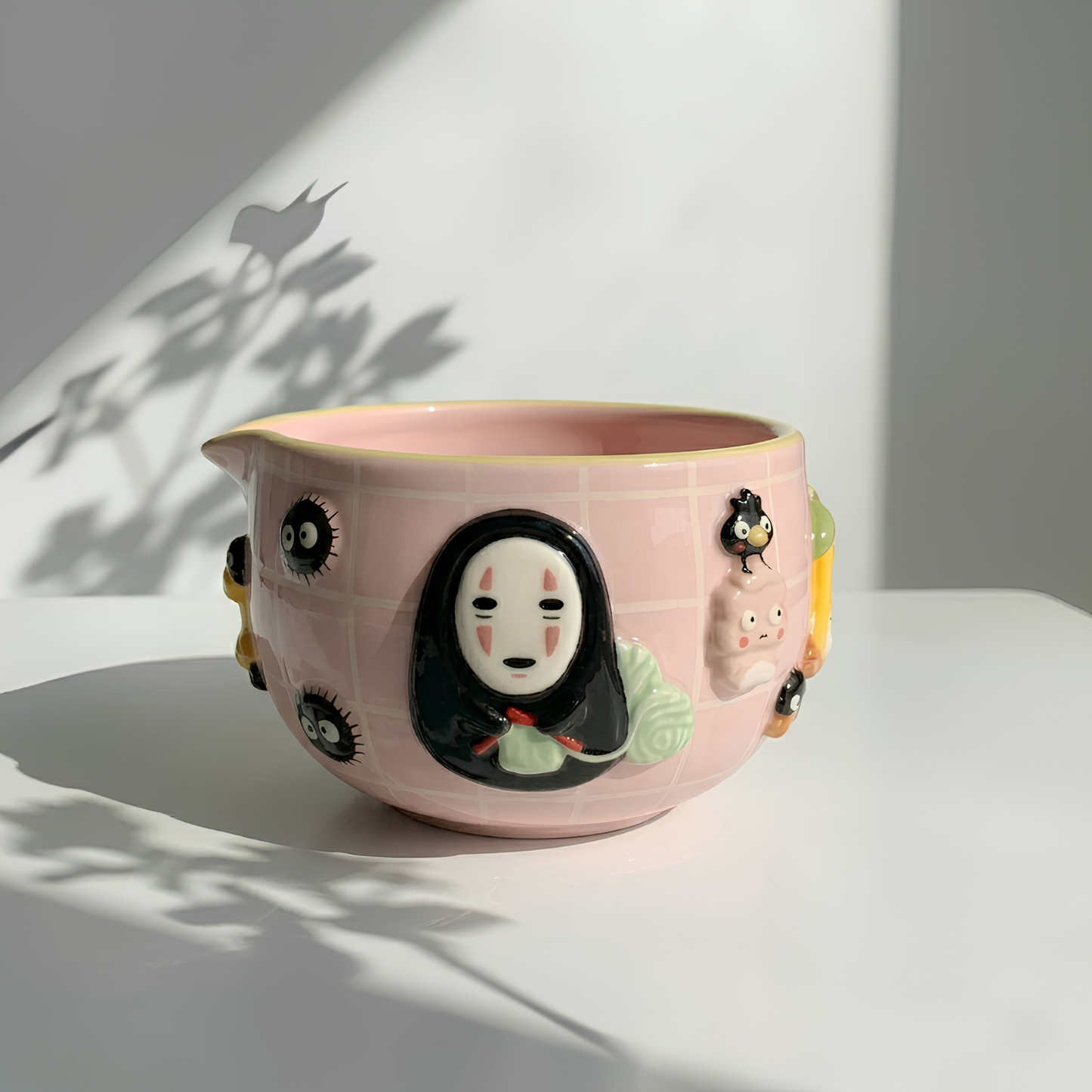 No-Face Matcha Bowl | Handmade Ceramic Chawan | Kawaii Anime Tea Set | LA07