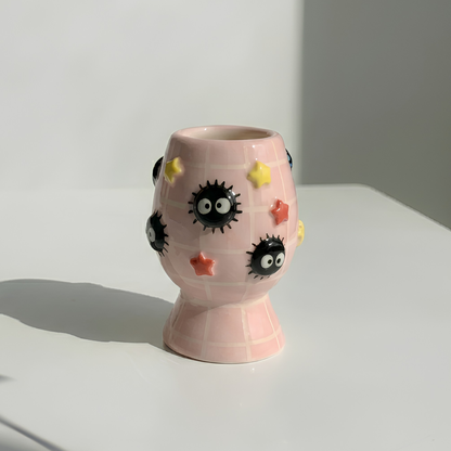 No-Face Matcha Bowl | Handmade Ceramic Chawan | Kawaii Anime Tea Set | LA07