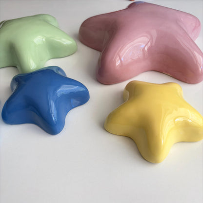 Handmade Ceramic Bubble Stars – Glossy Pastel Nursery Wall Art