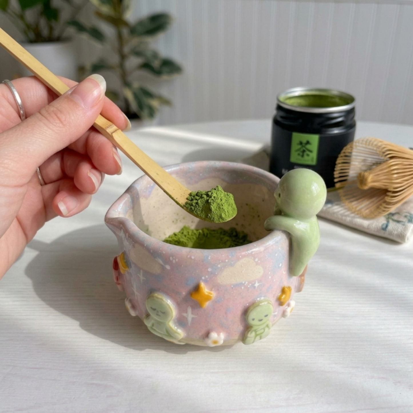 Ombré Smiski Matcha Bowl | Handmade Ceramic Chawan | LA021