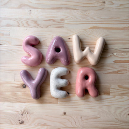 Handmade Ceramic Letter: Nursery Wall Decor, Custom Name Sign