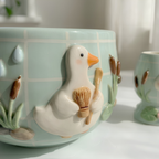 Green Frog Matcha Bowl | Handmade Ceramic Chawan | LA012