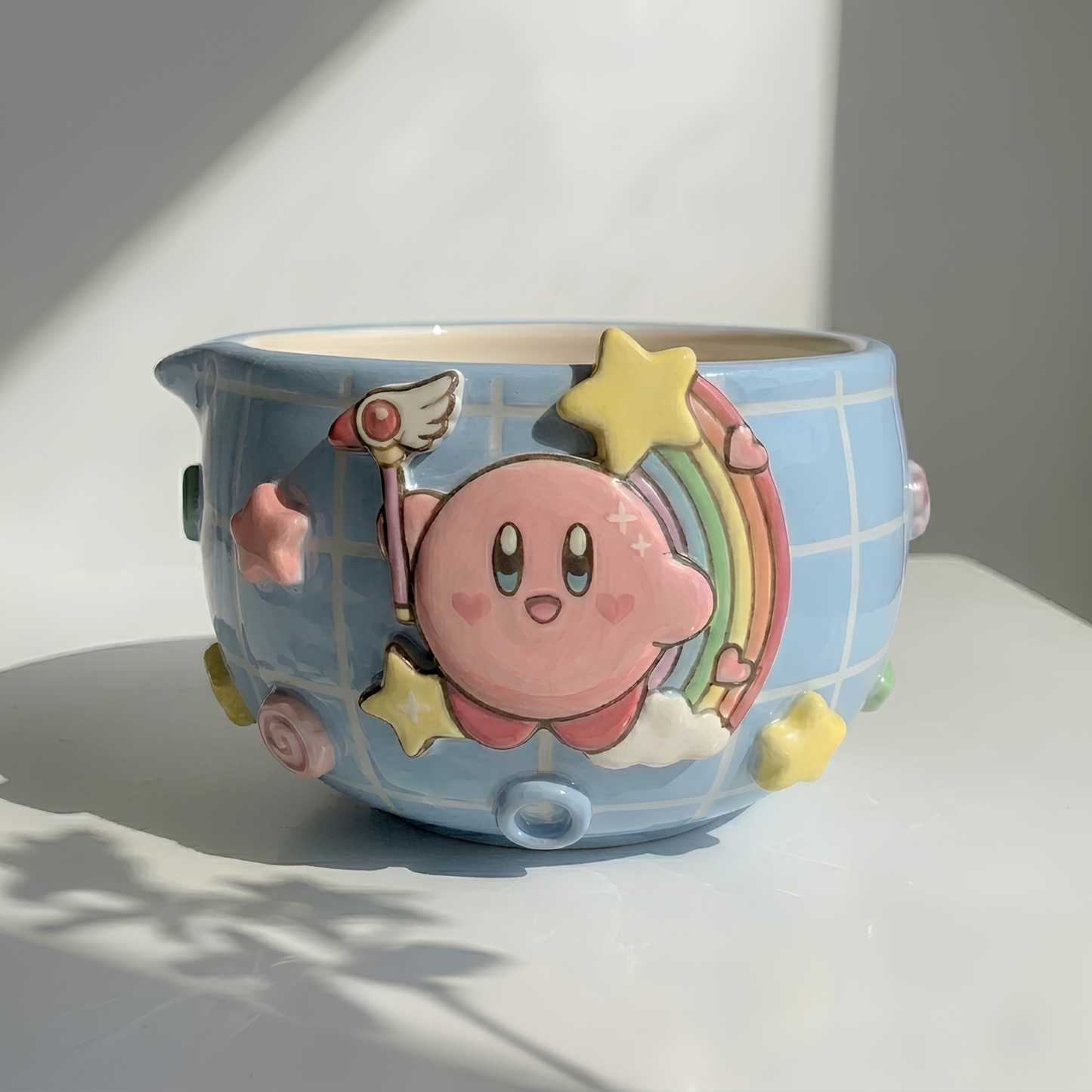 Blue Kirby Matcha Bowl | Handmade Ceramic Chawan | Sky Blue Anime Tea Set | LA08