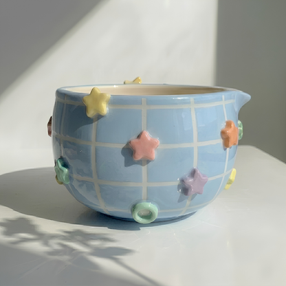Blue Kirby Matcha Bowl | Handmade Ceramic Chawan | Sky Blue Anime Tea Set | LA08