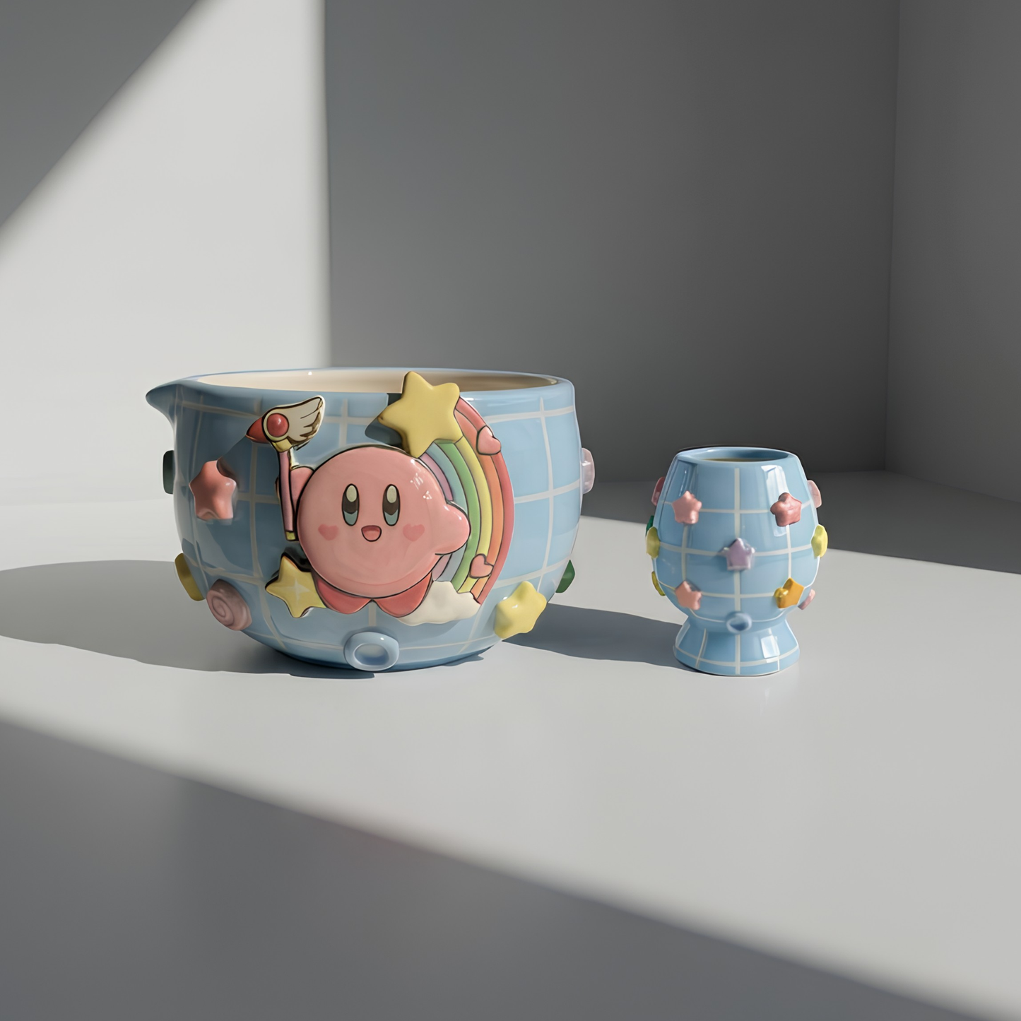 Blue Kirby Matcha Bowl | Handmade Ceramic Chawan | Sky Blue Anime Tea Set | LA08