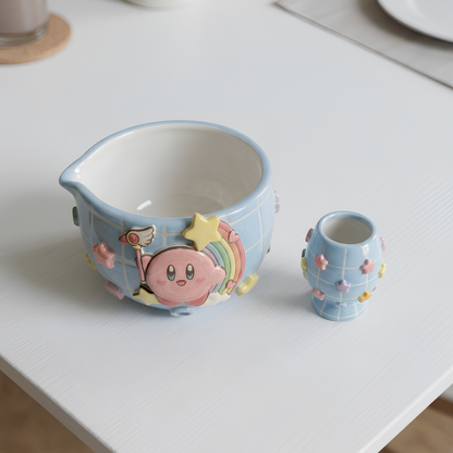 Blue Kirby Matcha Bowl | Handmade Ceramic Chawan | Sky Blue Anime Tea Set | LA08