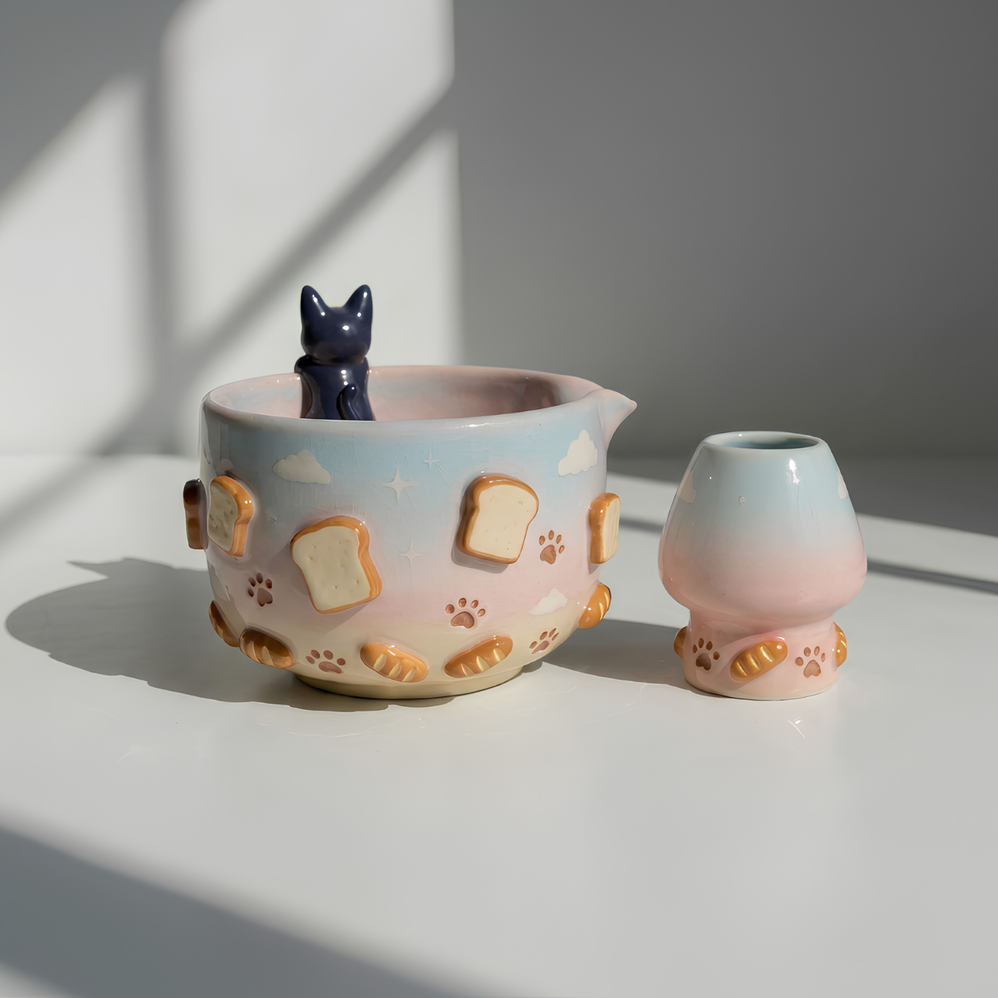 Ombre Kiki's delivery service Matcha Bowl | Handmade Ceramic Chawan | LA09