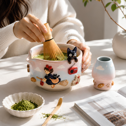 Ombre Kiki's delivery service Matcha Bowl | Handmade Ceramic Chawan | LA09