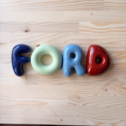 Personalized Baby Gift , Ceramic Bubble Letters-Personalized Ceramic Letter- Handmade Wall Decor