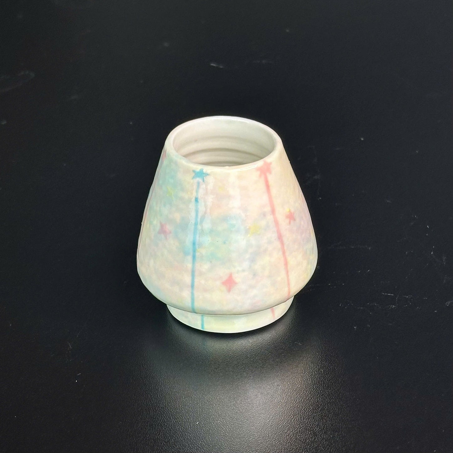 Handcrafted Pastel Sparkle Ceramic Matcha Bowl and Whisk Holder Set • HX40