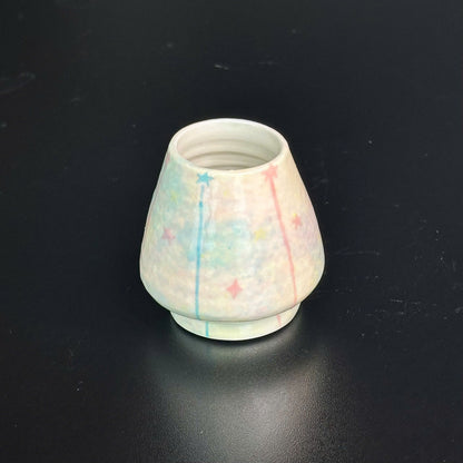 Handcrafted Pastel Sparkle Ceramic Matcha Bowl and Whisk Holder Set • HX40