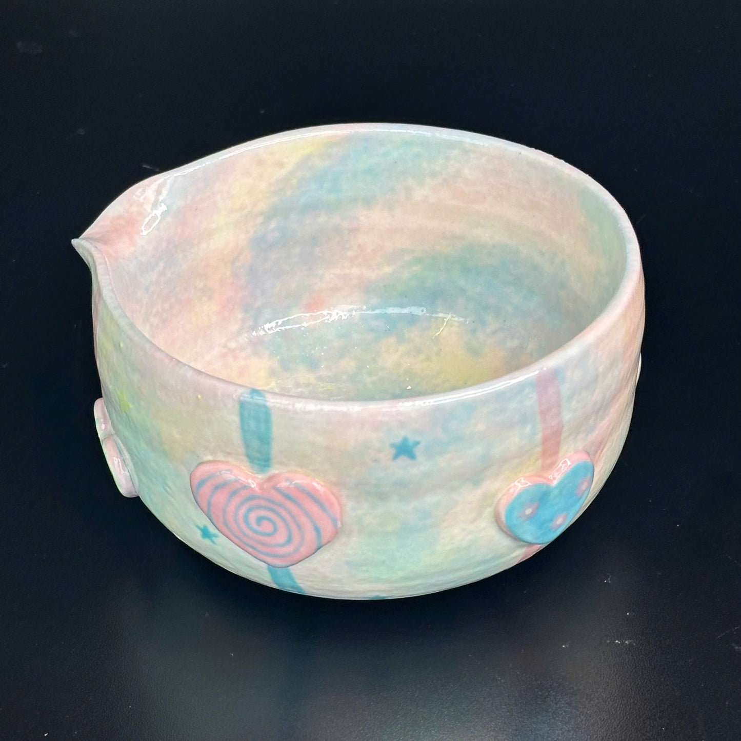 Handcrafted Pastel Sparkle Ceramic Matcha Bowl and Whisk Holder Set • HX40