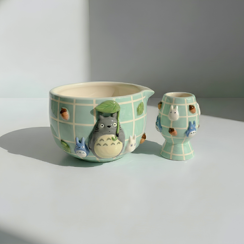 Mint Green My Neighbor Totoro Matcha Bowl | Handmade Ceramic Chawan | LA010