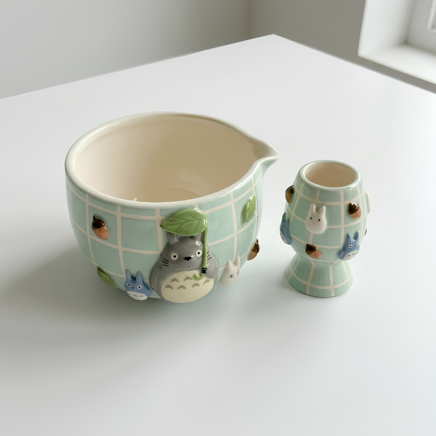 Mint Green My Neighbor Totoro Matcha Bowl | Handmade Ceramic Chawan | LA010
