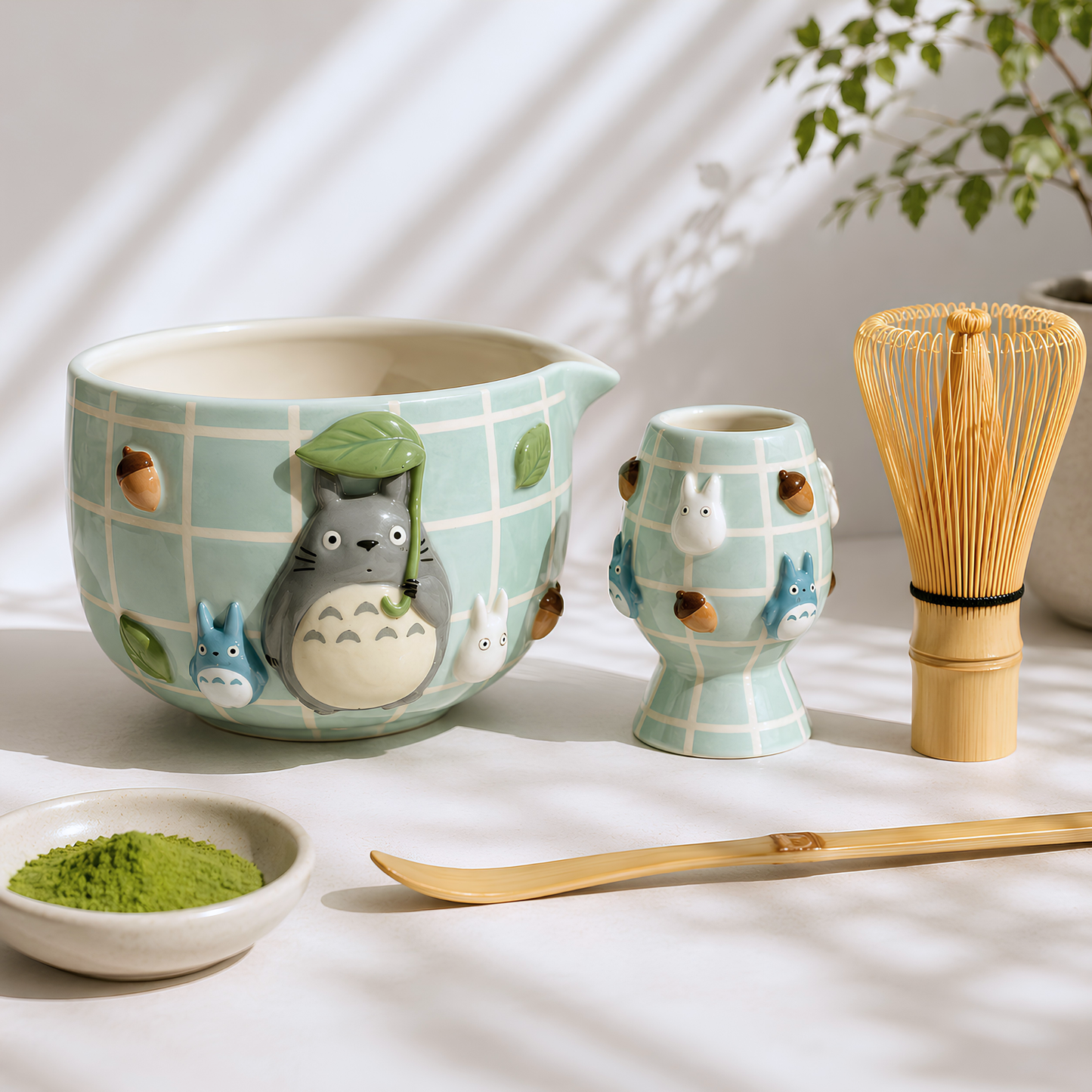 Mint Green My Neighbor Totoro Matcha Bowl | Handmade Ceramic Chawan | LA010