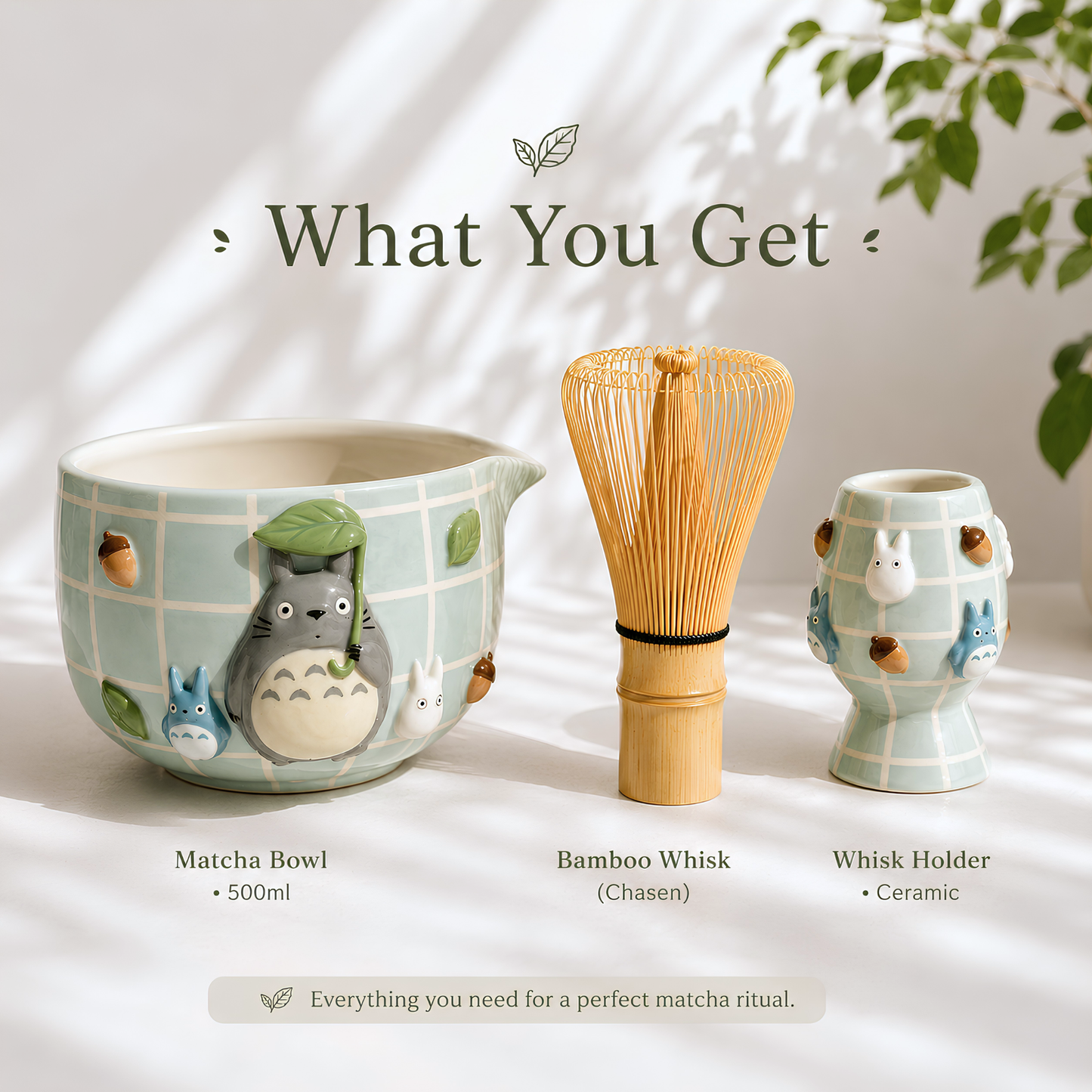 Mint Green My Neighbor Totoro Matcha Bowl | Handmade Ceramic Chawan | LA010