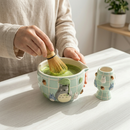 Mint Green My Neighbor Totoro Matcha Bowl | Handmade Ceramic Chawan | LA010