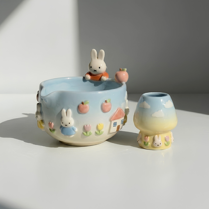Ombre Miffy Matcha Bowl | Handmade Ceramic Chawan | LA025