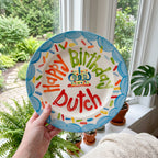 Custom Name Birthday Plate – Blue Scalloped Sprinkle Cake Design | BHL012
