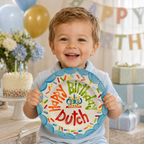 Custom Name Birthday Plate – Blue Scalloped Sprinkle Cake Design | BHL012