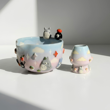 Ombré My Neighbor Totoro Matcha Bowl | Handmade Ceramic Chawan | LA022