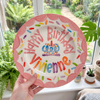 Custom Name Birthday Plate – Pink Scallop Sprinkle Cake Design | BHL010