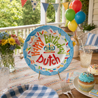Custom Name Birthday Plate – Blue Scalloped Sprinkle Cake Design | BHL012
