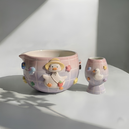 Grid Goose Silly Matcha Bowl Set, Handmade Magic Ceramic Chawan, Whimsical Tea Bowl, Fantasy Matcha Gift | Handmade Ceramic Chawan | LA030 (Copy)