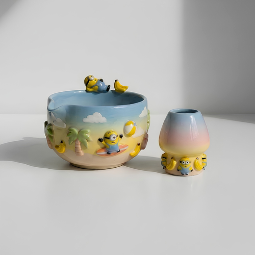 Ombre Minion Matcha Bowl | Handmade Ceramic Chawan | LA027