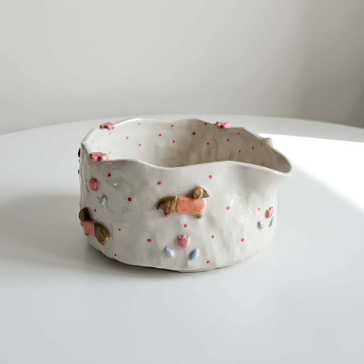Handmade Dachshund Dog Ceramic Matcha Bowl Set | Cute Sweater Dachshund Chawan & Whisk Holder • HX58