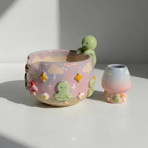 Ombré Smiski Matcha Bowl | Handmade Ceramic Chawan | LA021
