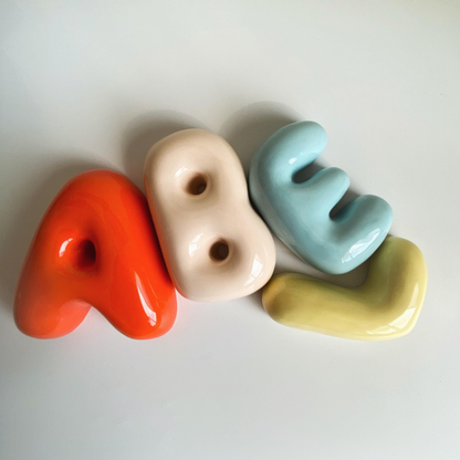 Personalized Baby Gift , Ceramic Bubble Letters-Personalized Ceramic Letter- Handmade Wall Decor | LA011