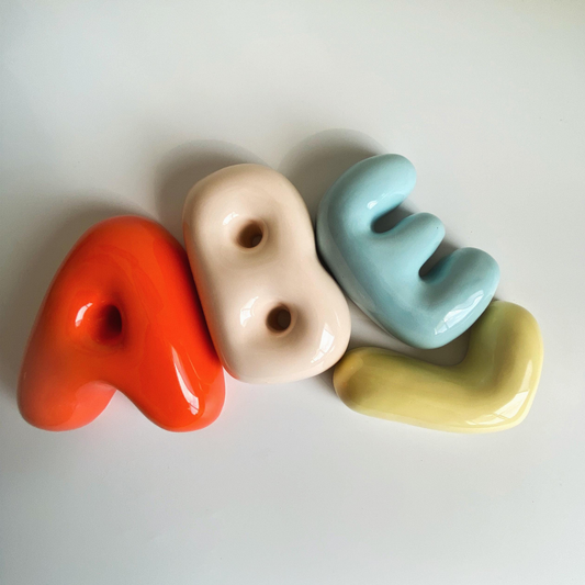 Personalized Baby Gift , Ceramic Bubble Letters-Personalized Ceramic Letter- Handmade Wall Decor | LA011