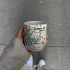 Handcrafted Ceramic Travel Mug with Built-in Lid, "Watch a Sad Movie" Cute Crying Cat Commuter Cup • HX23