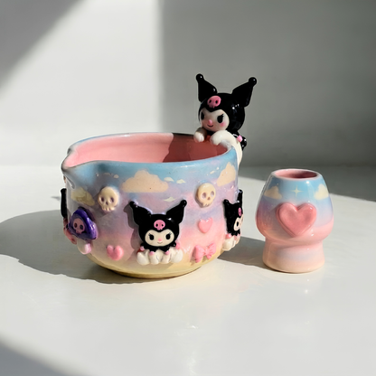 Ombré Kuromi Matcha Bowl | Handmade Ceramic Chawan | LA021
